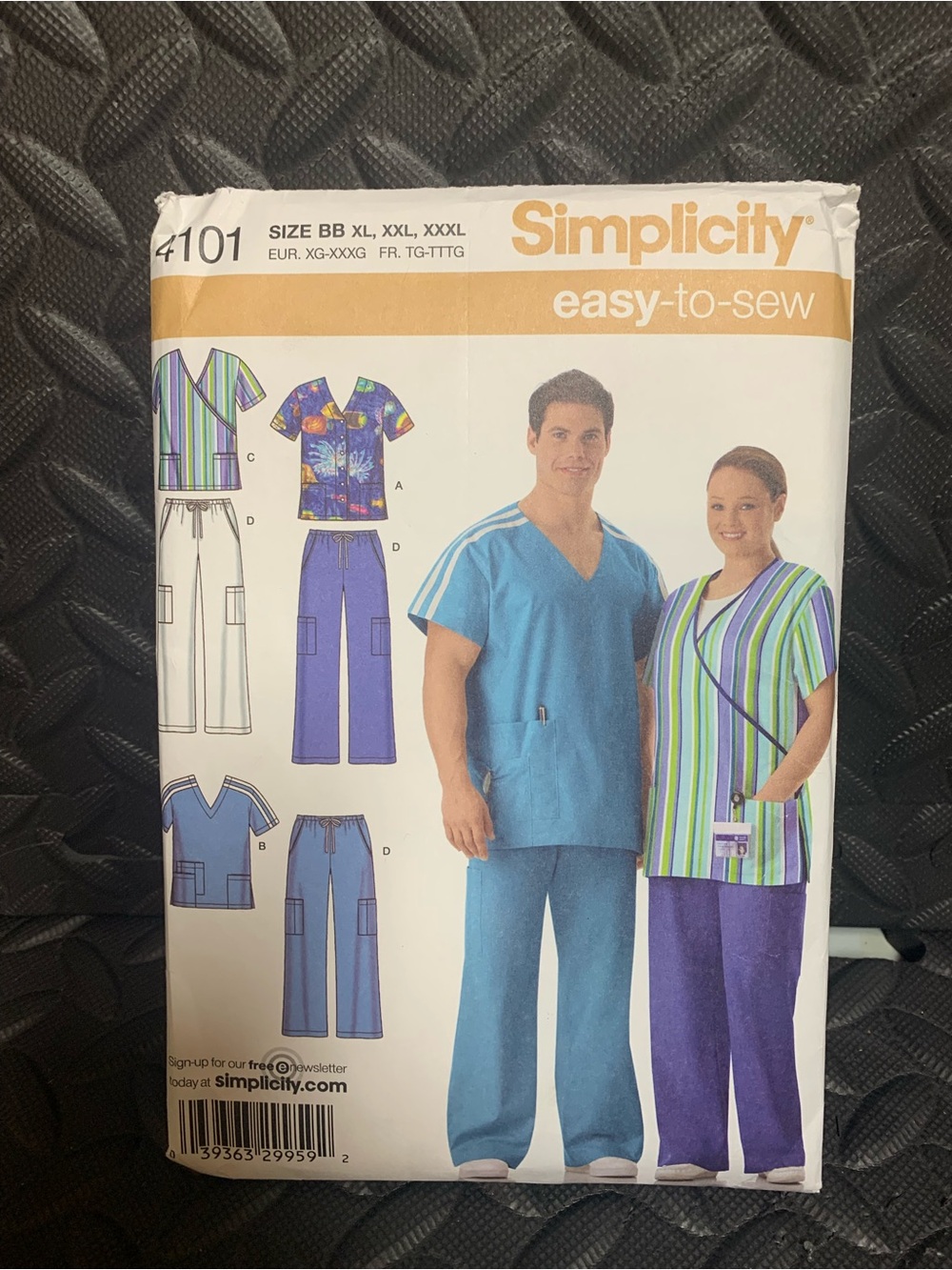 Simplicity 4101 Scrub Top & Pants pattern. New; hasn’t been cut into.
